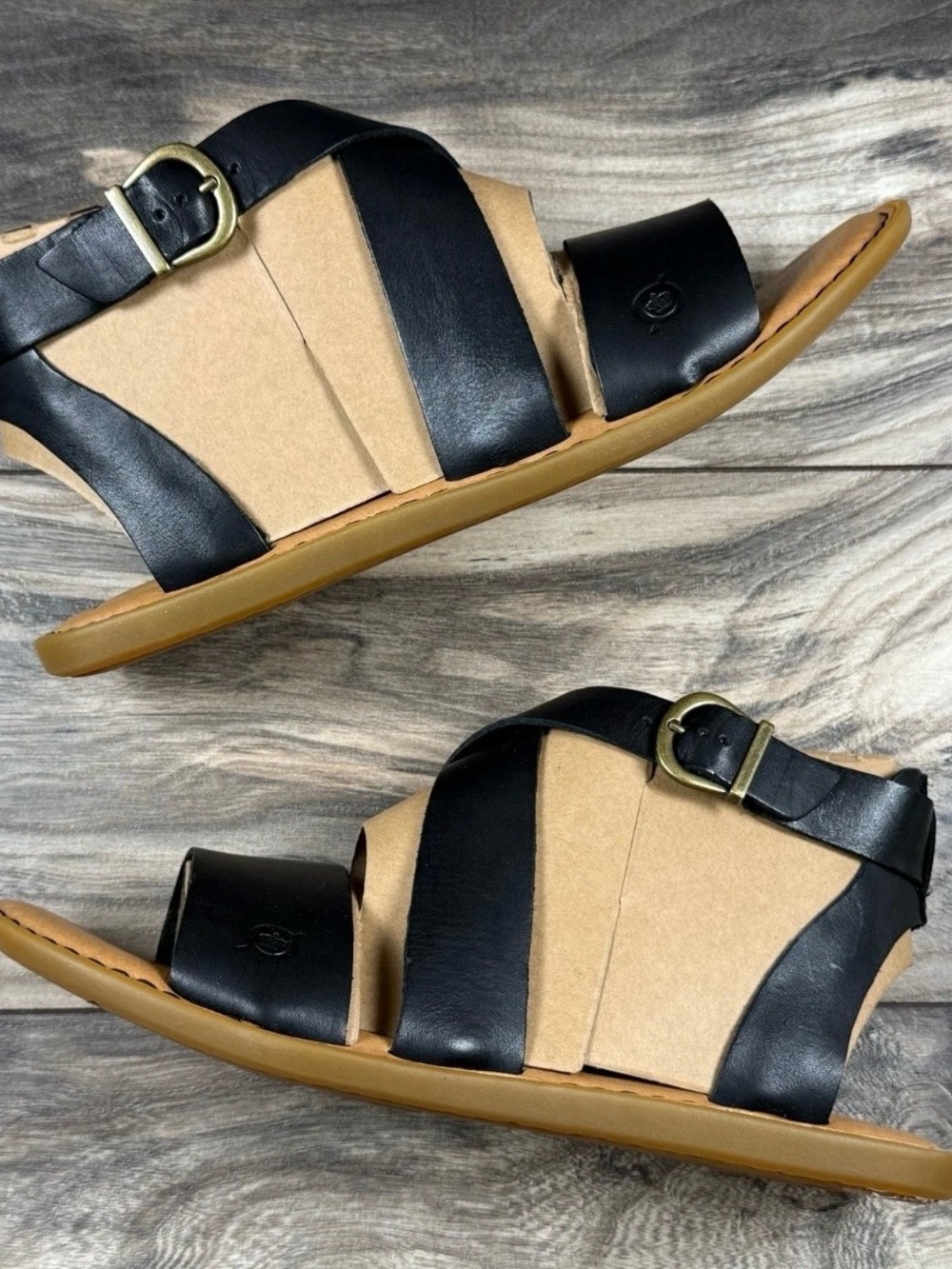 NIB Born Neil Black Leather Gladiator Sandals With Box Size 9 - Picture 4 of 8